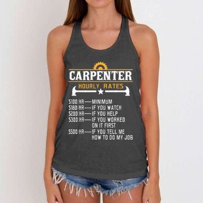 Carpenter Hourly Rate Funny Carpentry Woodworking Women's Knotted Racerback Tank