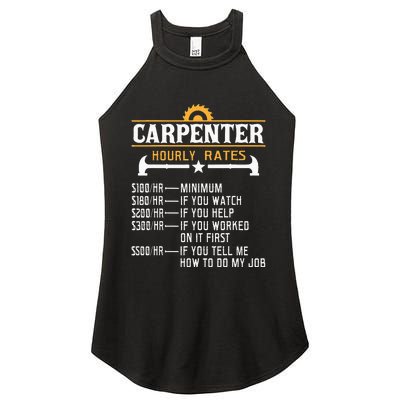 Carpenter Hourly Rate Funny Carpentry Woodworking Women's Perfect Tri Rocker Tank