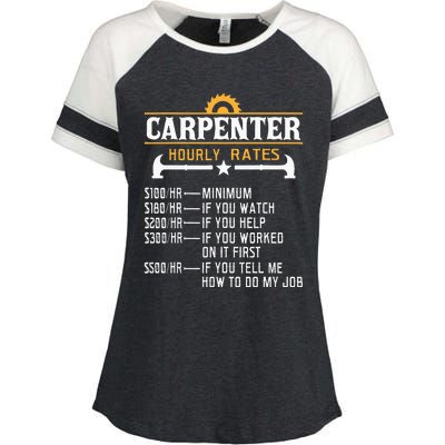 Carpenter Hourly Rate Funny Carpentry Woodworking Enza Ladies Jersey Colorblock Tee