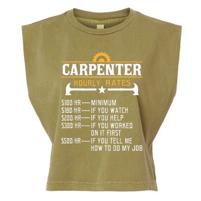 Carpenter Hourly Rate Funny Carpentry Woodworking Garment-Dyed Women's Muscle Tee