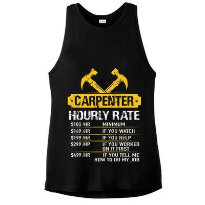 Carpenter Hourly Rate Funny Worker Woodworking Carpenter Ladies PosiCharge Tri-Blend Wicking Tank