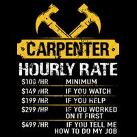 Carpenter Hourly Rate Funny Worker Woodworking Carpenter Long Sleeve Shirt