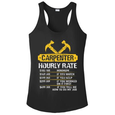 Carpenter Hourly Rate Funny Worker Woodworking Carpenter Ladies PosiCharge Competitor Racerback Tank