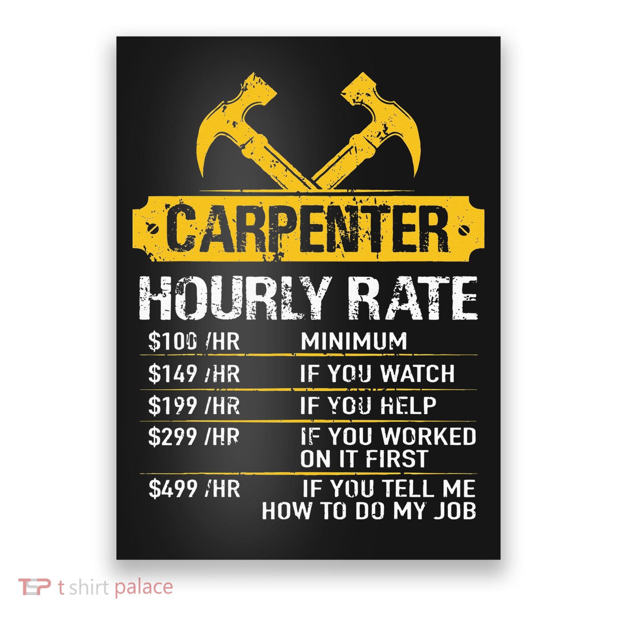 Carpenter Hourly Rate Funny Worker Woodworking Carpenter Poster