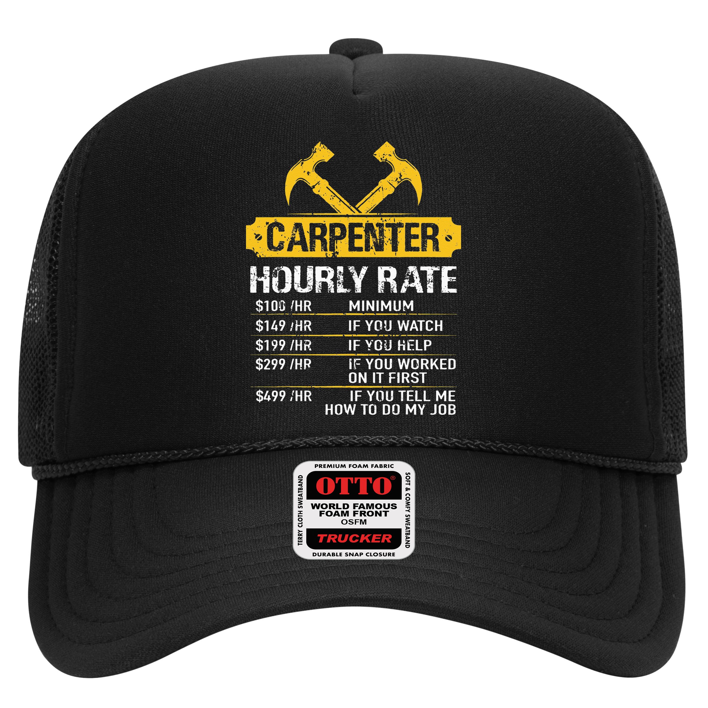 Carpenter Hourly Rate Funny Worker Woodworking Carpenter Hat