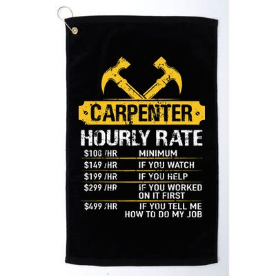 Carpenter Hourly Rate Funny Worker Woodworking Carpenter Golf Towel
