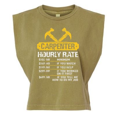 Carpenter Hourly Rate Funny Worker Woodworking Carpenter Garment-Dyed Women's Muscle Tee