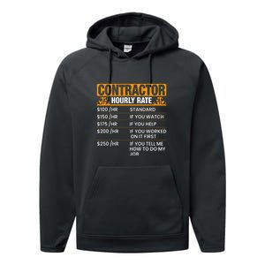 Contractor Hourly Rate Labor Day Gift Performance Fleece Hoodie