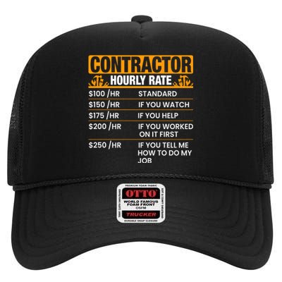 Contractor Hourly Rate Labor Day Gift High Crown Mesh Back Trucker Hat