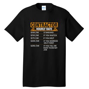 Contractor Hourly Rate Labor Day Gift Tall T-Shirt