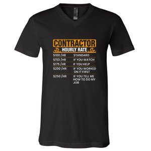 Contractor Hourly Rate Labor Day Gift V-Neck T-Shirt