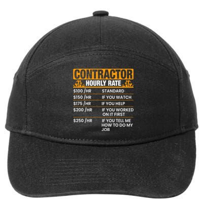 Contractor Hourly Rate Labor Day Gift 7-Panel Snapback Hat