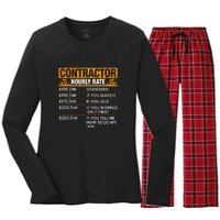 Contractor Hourly Rate Labor Day Gift Women's Long Sleeve Flannel Pajama Set 