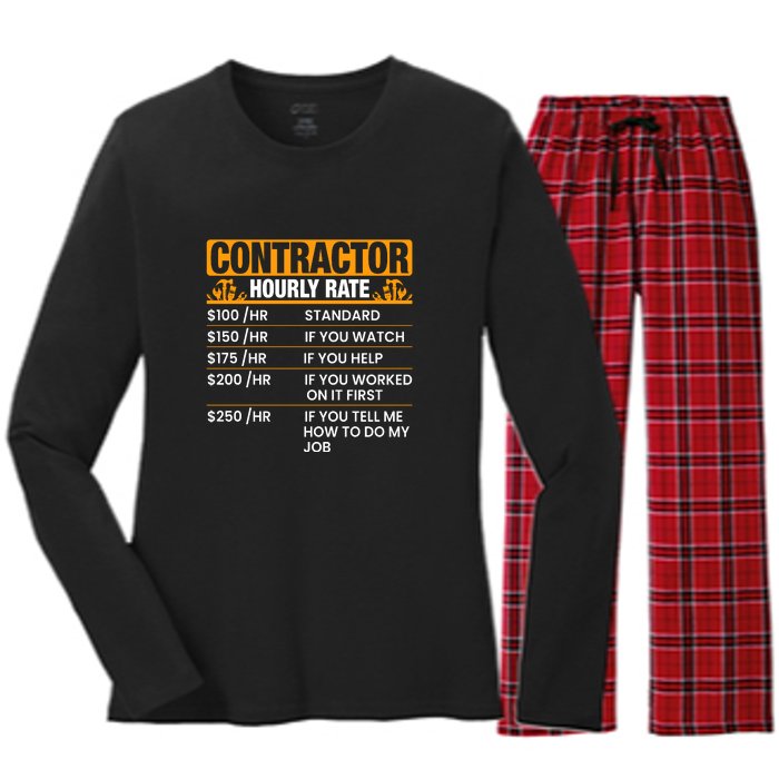 Contractor Hourly Rate Labor Day Gift Women's Long Sleeve Flannel Pajama Set 