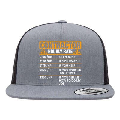 Contractor Hourly Rate Labor Day Gift Flat Bill Trucker Hat