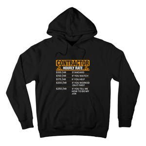 Contractor Hourly Rate Labor Day Gift Tall Hoodie