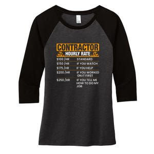 Contractor Hourly Rate Labor Day Gift Women's Tri-Blend 3/4-Sleeve Raglan Shirt