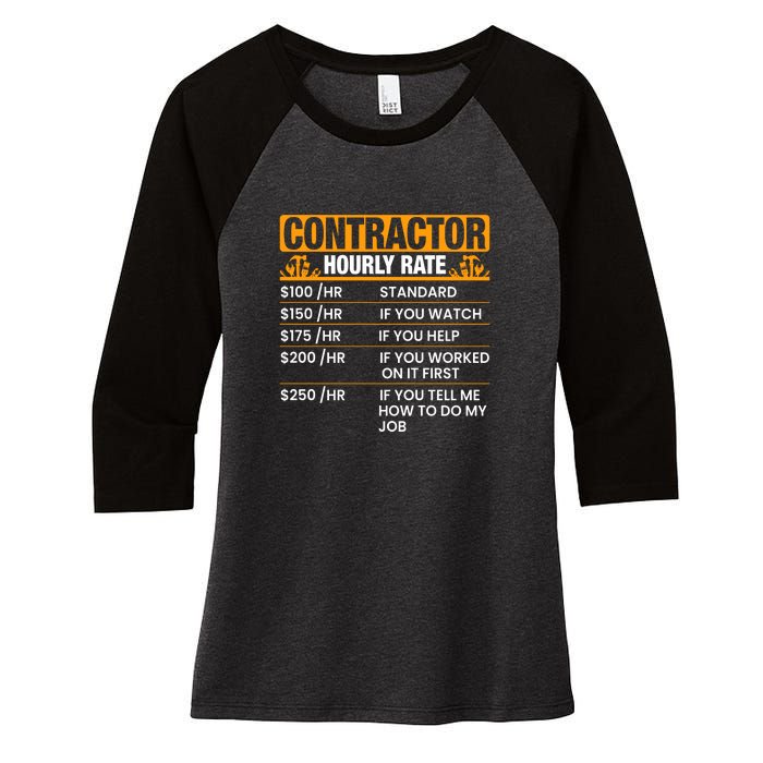 Contractor Hourly Rate Labor Day Gift Women's Tri-Blend 3/4-Sleeve Raglan Shirt