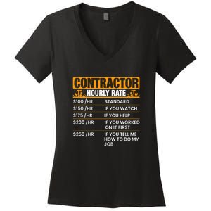 Contractor Hourly Rate Labor Day Gift Women's V-Neck T-Shirt