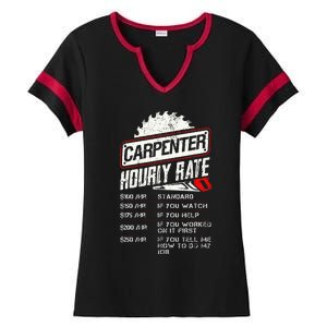 Carpenter Hourly Rate Funny Woodworking Gift for Carpenters Ladies Halftime Notch Neck Tee