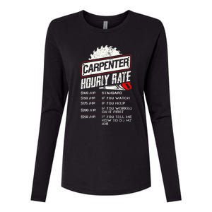 Carpenter Hourly Rate Funny Woodworking Gift for Carpenters Womens Cotton Relaxed Long Sleeve T-Shirt