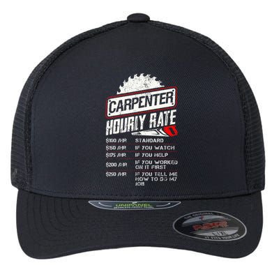 Carpenter Hourly Rate Funny Woodworking Gift for Carpenters Flexfit Unipanel Trucker Cap