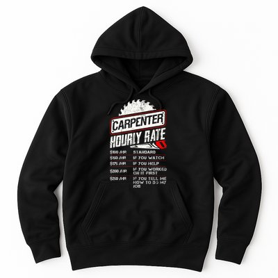 Carpenter Hourly Rate Funny Woodworking Gift for Carpenters Hoodie