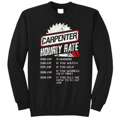 Carpenter Hourly Rate Funny Woodworking Gift for Carpenters Sweatshirt