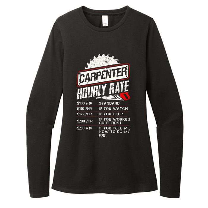 Carpenter Hourly Rate Funny Woodworking Gift for Carpenters Womens CVC Long Sleeve Shirt