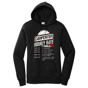 Carpenter Hourly Rate Funny Woodworking Gift for Carpenters Women's Pullover Hoodie