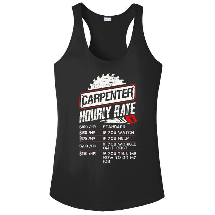 Carpenter Hourly Rate Funny Woodworking Gift for Carpenters Ladies PosiCharge Competitor Racerback Tank