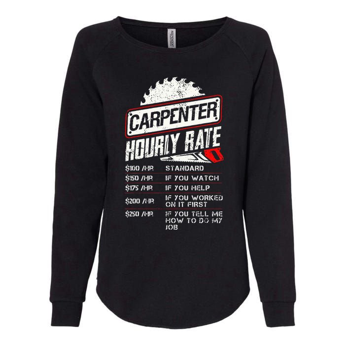 Carpenter Hourly Rate Funny Woodworking Gift for Carpenters Womens California Wash Sweatshirt