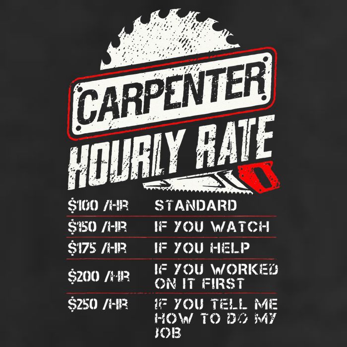 Carpenter Hourly Rate Funny Woodworking Gift for Carpenters 25L Jumbo Tote