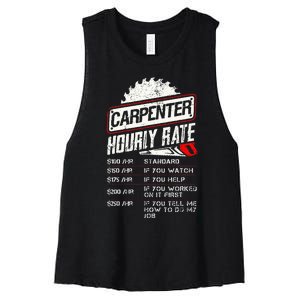 Carpenter Hourly Rate Funny Woodworking Gift for Carpenters Women's Racerback Cropped Tank