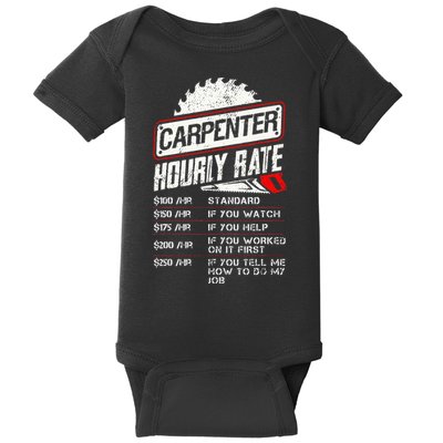 Carpenter Hourly Rate Funny Woodworking Gift for Carpenters Baby Bodysuit