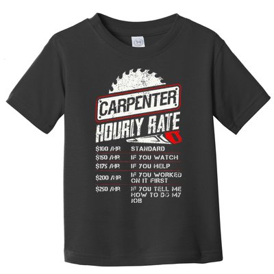 Carpenter Hourly Rate Funny Woodworking Gift for Carpenters Toddler T-Shirt