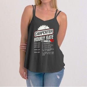 Carpenter Hourly Rate Funny Woodworking Gift for Carpenters Women's Strappy Tank