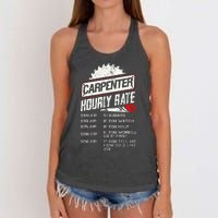 Carpenter Hourly Rate Funny Woodworking Gift for Carpenters Women's Knotted Racerback Tank