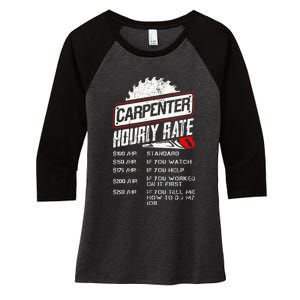 Carpenter Hourly Rate Funny Woodworking Gift for Carpenters Women's Tri-Blend 3/4-Sleeve Raglan Shirt