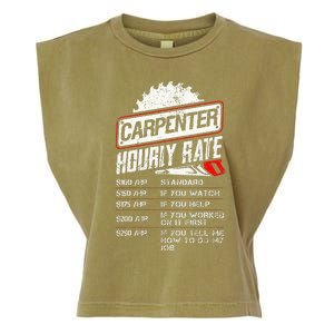 Carpenter Hourly Rate Funny Woodworking Gift for Carpenters Garment-Dyed Women's Muscle Tee