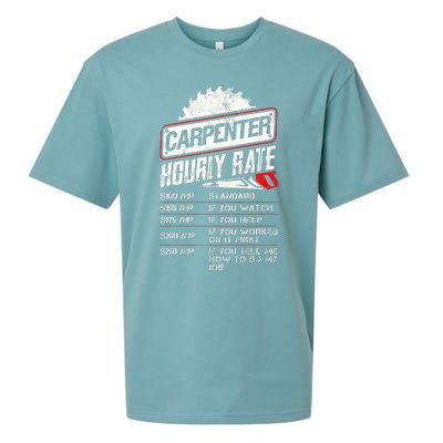 Carpenter Hourly Rate Funny Woodworking Gift for Carpenters Sueded Cloud Jersey T-Shirt