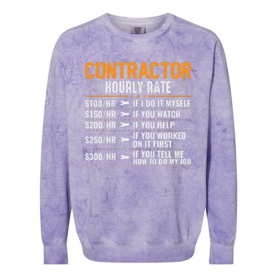 Contractor Hourly Rate Labor Day Graphic Colorblast Crewneck Sweatshirt