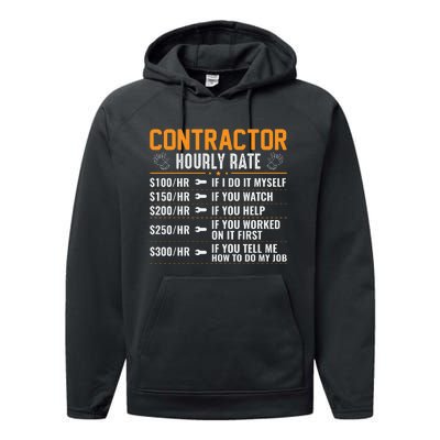 Contractor Hourly Rate Labor Day Graphic Performance Fleece Hoodie