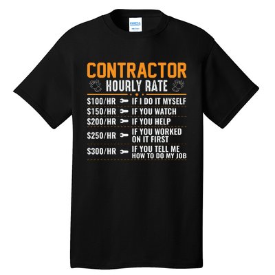 Contractor Hourly Rate Labor Day Graphic Tall T-Shirt