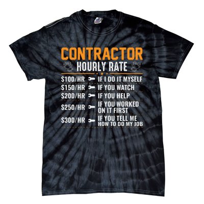 Contractor Hourly Rate Labor Day Graphic Tie-Dye T-Shirt