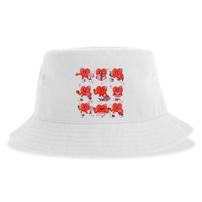 Cute Heart Reading A Book Valentines Day Teacher Book Lovers Sustainable Bucket Hat