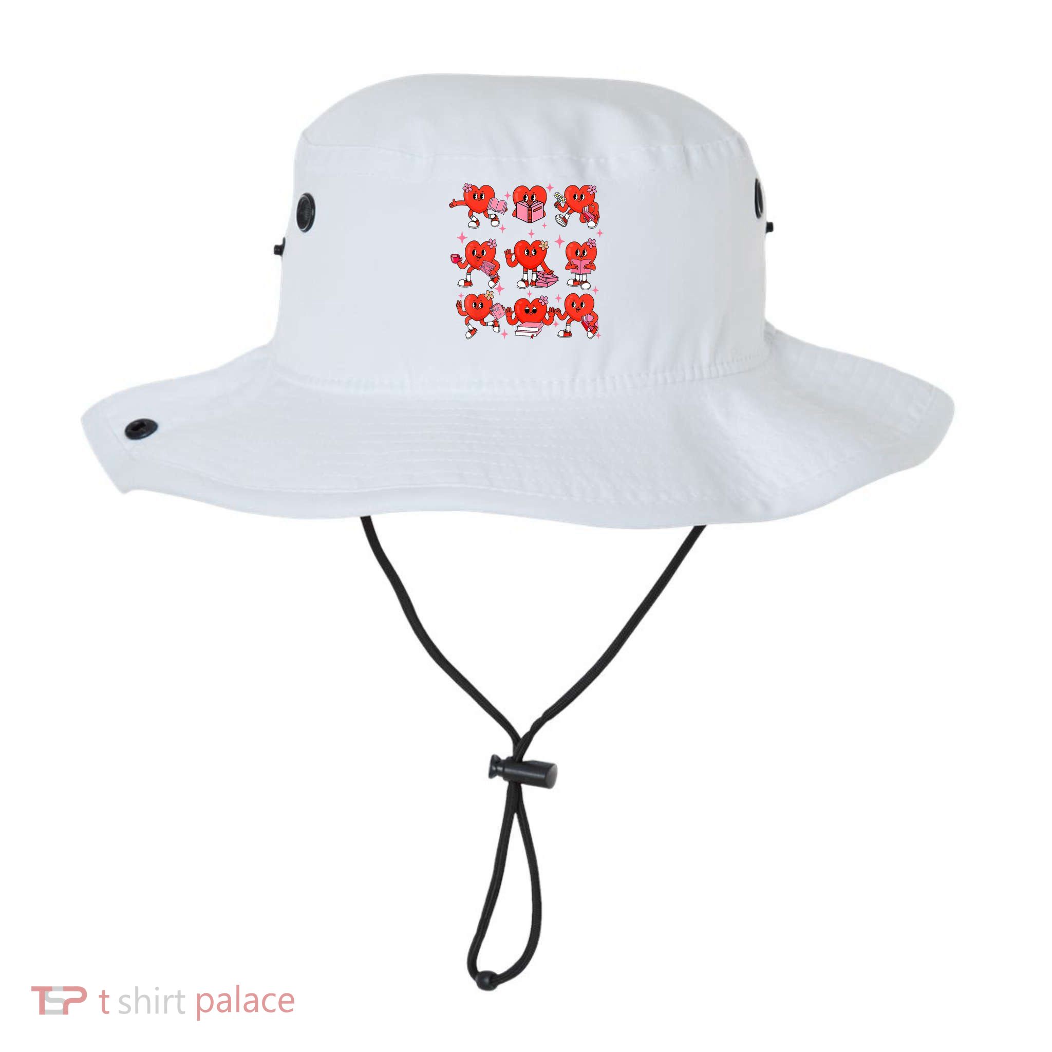 Cute Heart Reading A Book Valentines Day Teacher Book Lovers Bucket Hat