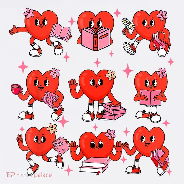 Cute Heart Reading A Book Valentines Day Teacher Book Lovers Cooling Performance Long Sleeve Crew