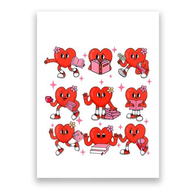Cute Heart Reading A Book Valentines Day Teacher Book Lovers Poster
