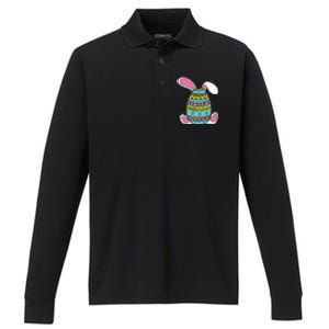 Cute Happy Rabbit Egg Easter Funny Easter Day Performance Long Sleeve Polo